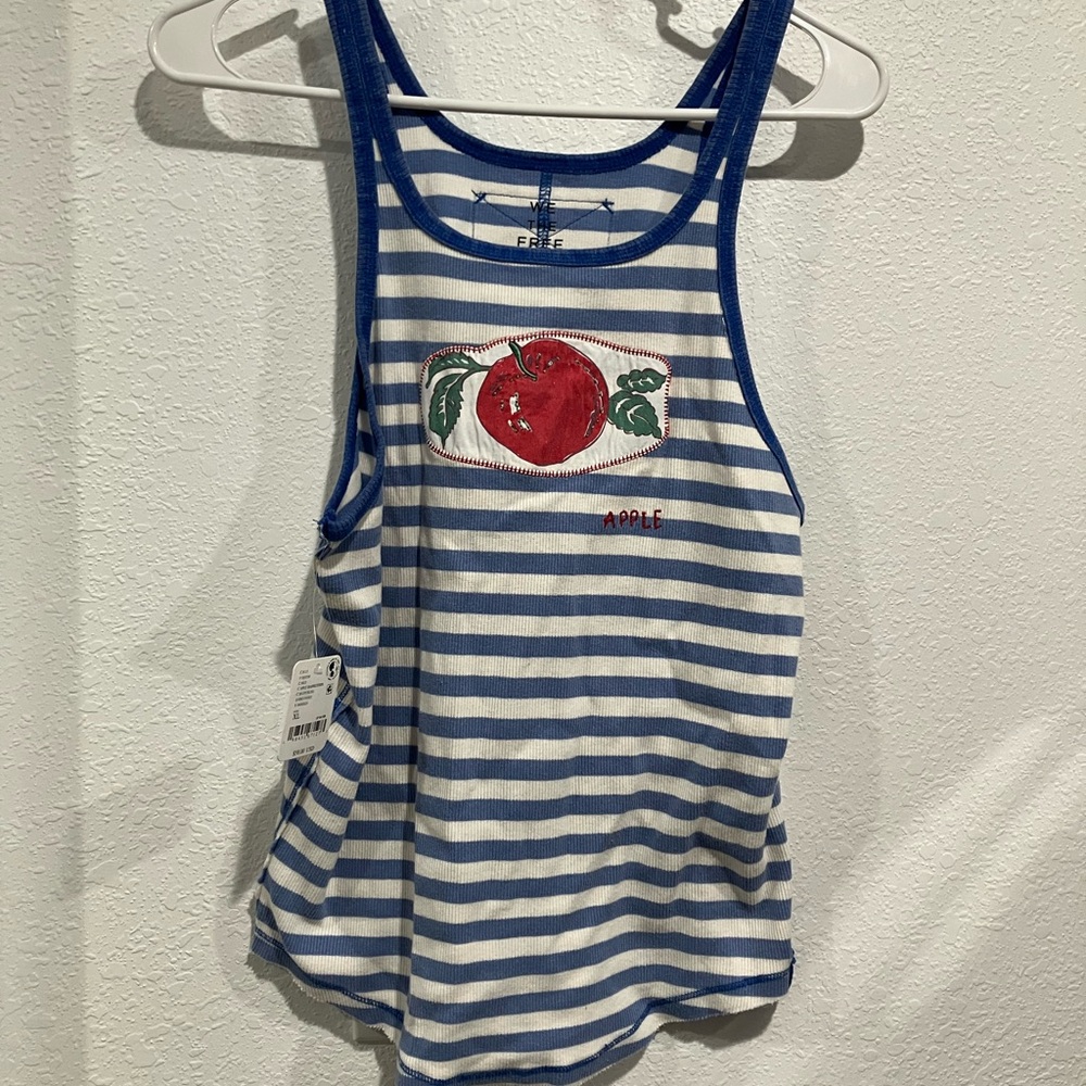 Free People Blue and White Striped Tank Top